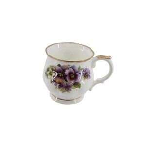Heirloom Pansy Bone China Teacup Mug England Vintage 93672
